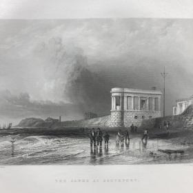 「南港的沙滩」[威廉·亨利·巴特利特 绘] [阿米蒂奇 刻] 1842年 英国港口风景钢版画 尺寸27.2*20厘米 /Fndphw026