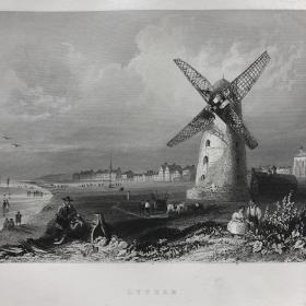 「莱萨姆城」[威廉·亨利·巴特利特 绘] [瓦利斯 刻] 1842年 英国港口风景钢版画 尺寸27.2*20厘米 /Fndphw027