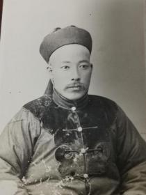 清末民国北洋辛亥革命皖系（安徽）军阀北洋之虎段祺瑞名人银盐黑白老照片共两张