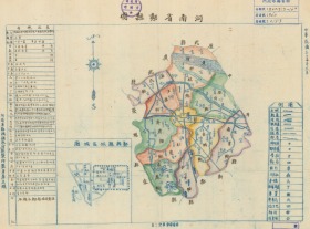 民国三十一年（1942年）《郑县老地图》图题为《河南省郑县县图》原图高清复制，（民国郑州老地图、郑州地图、郑县地图）全图规整，年代准确，左侧附县治资料，内容丰富，请看郑县甲级壮丁人数。府县城区域图。郑州郑县地理地名历史变迁重要史料。裱框后，风貌佳。