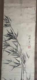 D1367：回流手绘墨竹图立轴(日本回流.回流老画.老字画