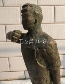 早期工农兵青铜雕塑摆件（H.G限量编号）
