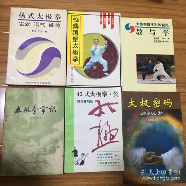 太极拳研究6册合售：太极密码：太极拳心法体悟、秘传赵堡太极拳、杨式太极拳发劲运气练势、太极拳常识、太极拳推手对练套路教与学、42式太极拳剑