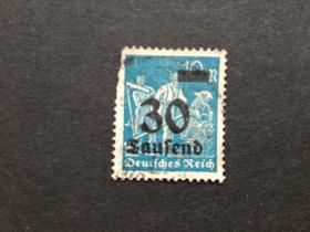 德国邮票（历史）：1923 Overprinted Stamps改面值叠印邮票1枚（面值30）