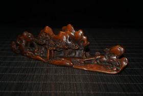 早期收藏精品山子笔架（黄杨木雕刻）雕工精湛 生动形象 古朴雅致