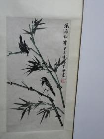 著名书画家师百慧花鸟立轴