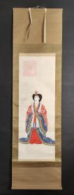 D1432：回流手绘美女图立轴(日本回流字画.日本回流书画.回流老画.回流老字画精品.大量字画)