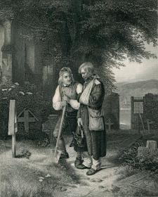 1852年钢版画 《老兵归来》 27×20.5 厘米