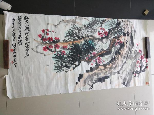 谭建丞弟子，湖州画家刘宁（原名刘小宁，谭老建议其改名刘宁）国画一副：松老不凋。。。。。（138X70厘米）