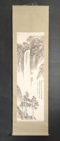 D1453：回流手绘山水图立轴(日本回流字画.日本回流书画.回流老画.回流老字画精品.大量字画)