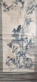 D1454：回流手绘山水图立轴(日本回流字画.日本回流书画.回流老画.回流老字画精品.大量字画)