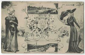法国 1921年 实寄明信片 戴帽的时髦妇女与民族妇女CARD-K175 DD