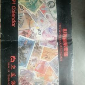 世界货币集锦  1991年挂历交通银行