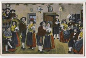 早期 1900-20s 空白明信片 乡村音乐会 民族服饰 舞蹈CARD-K178 DD