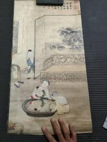 御题宫廷名画宣纸挂历画芯6张，如图