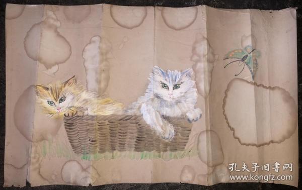 佚名绘画作品1张  猫蝶图