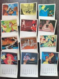 童年怀旧 九十年代 迪士尼卡通 年历卡 卡片收藏