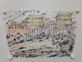 保真书画，著名画家徐君陶？（徐清）山水画佳作《悬空寺》一幅，尺寸40.5×65cm，没有见过徐君陶老师这样的署名（画背后用铅笔备注徐君陶，都是向作者本人的征稿作品，不清楚是徐君陶老师本人还是他家里人所做，画的水平很高），有了解的可以指导一下，进一步考证考证，了解的，或者喜欢此作品下单购买较好。