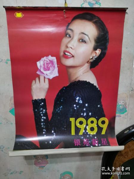 1989年挂历  明星美女（银苑新星:陶慧敏，林芳兵  兵 史可 王惠   刘晓庆 邓婕，杨丽萍 等12张全 (尺寸76*52厘米)