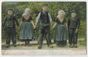 早期 1900-20s 空白明信片 手拉手的民族儿童 服饰CARD-K191 DD