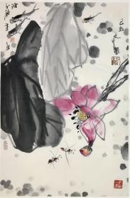 江文湛  68*46  纸本画心  1940年出生于山东郯城。擅长中国画。现为西安中国画院副院长，一级美术师，中国美协会员、有突出贡献的专家；西安美术学院客座教授、陕西文史馆馆员、中国花鸟画杂志编委等。