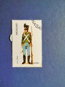 外国邮票  那加兰邦邮票 士兵服饰 (信销票)