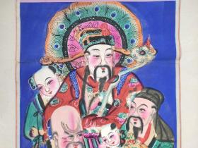 大尺幅！！！清代木版年画版画《福禄寿三星图》