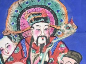 大尺幅！！！清代木版年画版画《福禄寿三星图》