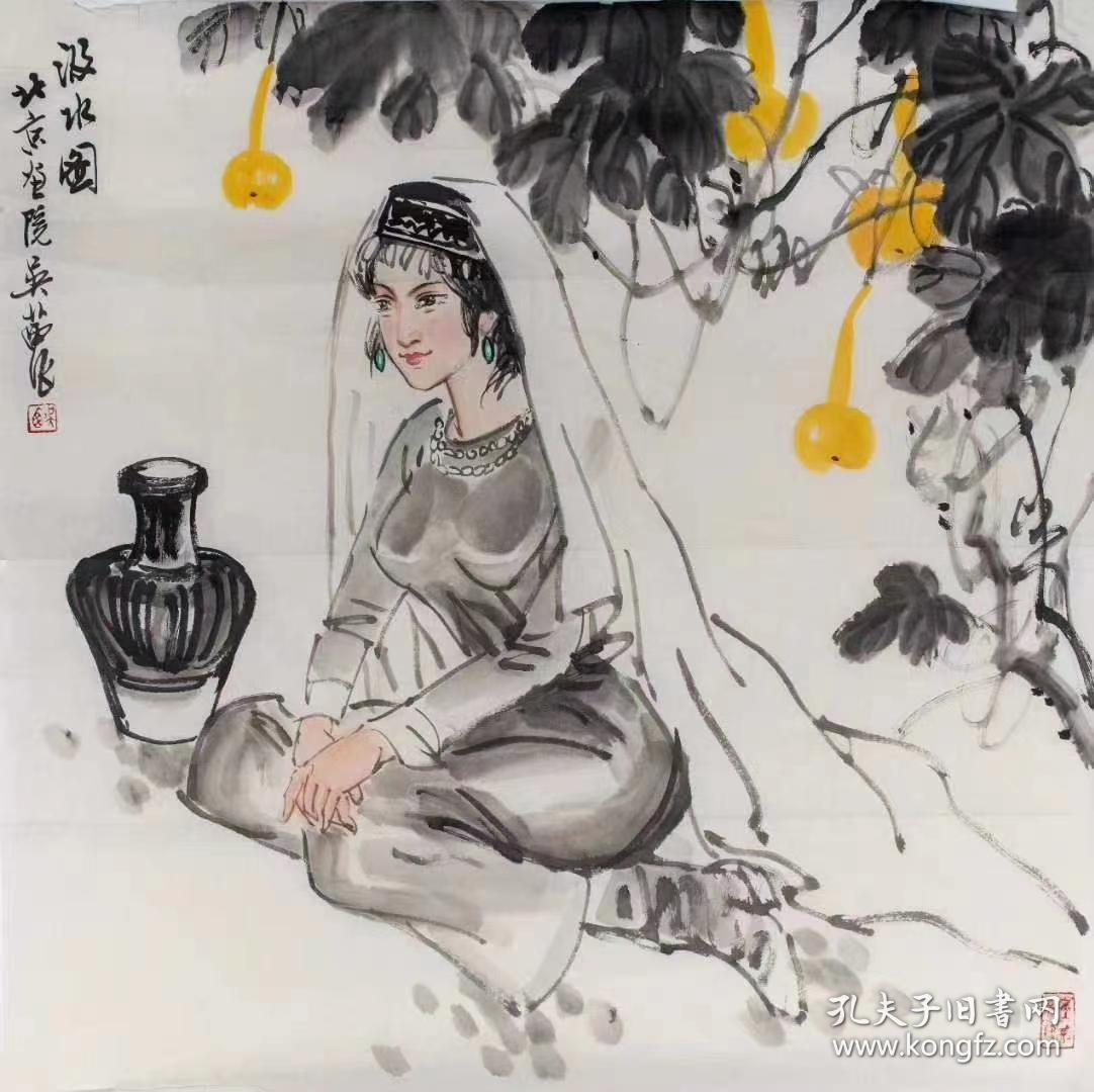 【终身保真字画】吴茜  68X68cm人物
        吴茜，女，1943出生，江苏苏州人。1961年毕业于北京市工艺美术学校。由于《谱新歌》的成名，经周思聪推荐调入北京画院。现为中国美协会员、北京画院专职画家