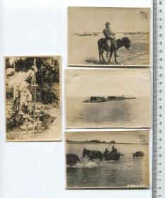 民国原版银盐老照片一组7张，包括鸭绿江、高粱、水井、百姓等
