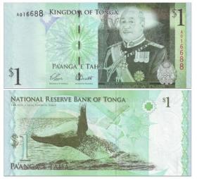 外国钱币 大洋洲 汤加纸币1番加 国王乔治五世鲸鱼版 已退出流通 单张
