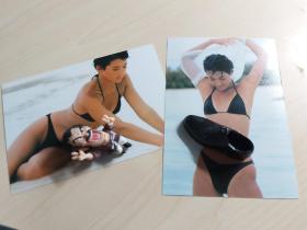 铃木保奈美早期稀有泳装的五寸照片2张