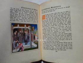 《月光》1913年英文版中世纪法国行吟诗人特罗巴杜尔传奇故事集女插画家Evelyn Paul描金纹饰彩色插图本