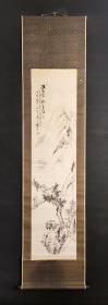 D1494：回流手绘山水图立轴精致轴头(日本回流字画.日本回流书画.回流老画.回流老字画精品.真品字画)