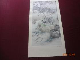 双猫轴(TWIN CATS 作)[该张图系1987年“故宫藏画”挂历中的其中一张，上海人民美术出版社出版 1986年2月出品，月历部分被裁，在意者请勿拍]【规格尺寸：65*34CM，1张】