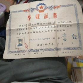 1963年学生毕业证书