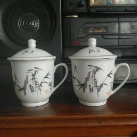 手绘墨竹茶杯..1