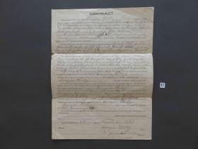 112#美国1920年11月3日（田纳西州代尔县合同）集邮收藏、手账素材 防伪水印纸