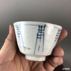 清代青花寿字纹小杯
原滋原味地皮货，品相自定，尺寸如图所示，图片均实物拍摄不美图，喜欢别错过