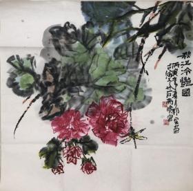 黎邦定四尺斗方花鸟画