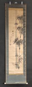 D1526：回流手绘墨竹图立轴(日本回流字画.日本回流书画.回流老画.回流老字画精品.真品字画)