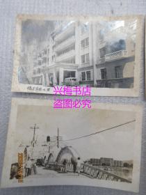 约解放初期梅县老照片一组共5张：梅江桥、梅县华侨大厦、梅县南门街道