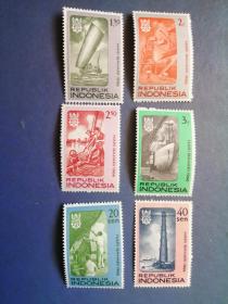 外国邮票 印度尼西亚邮票  1966年 海事节纪念 船 6枚
 （无邮戳新票）