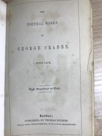 The Poetical Works of George Crabbe, with Life   钢板画插图 三边刷金 全皮 17*11cm