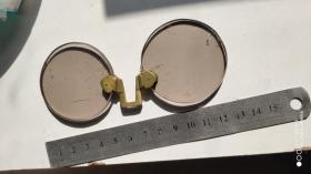 装饰类；老银镜古董眼镜一个无镜架石头镜片直径5厘米厚05厘米茶色