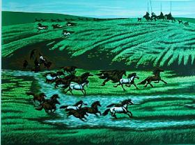 蒙古族版画家照那木拉《绿色旋律》德国参展作品 澳大利亚时报推介作品
