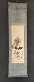 D1569：手绘花卉图立轴(日本回流字画.日本回流书画.回流老画.回流老字画精品.真品字画)