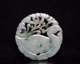 清代 翡翠鹅，规格：5.8×5.8×0.4厘米，重27克