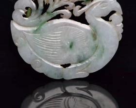 清代 翡翠鹅，规格：5.8×5.8×0.4厘米，重27克