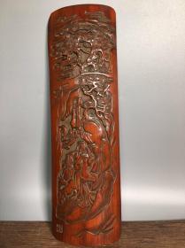 竹雕手工雕刻臂搁，长27.8厘米，宽8.5厘米，重140克，